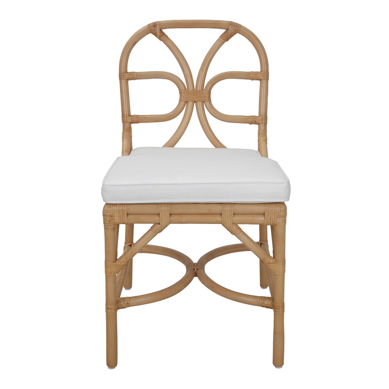 NPD Furniture - Eira Rattan Dining Side Chair - White - Natural Wheat Rattan