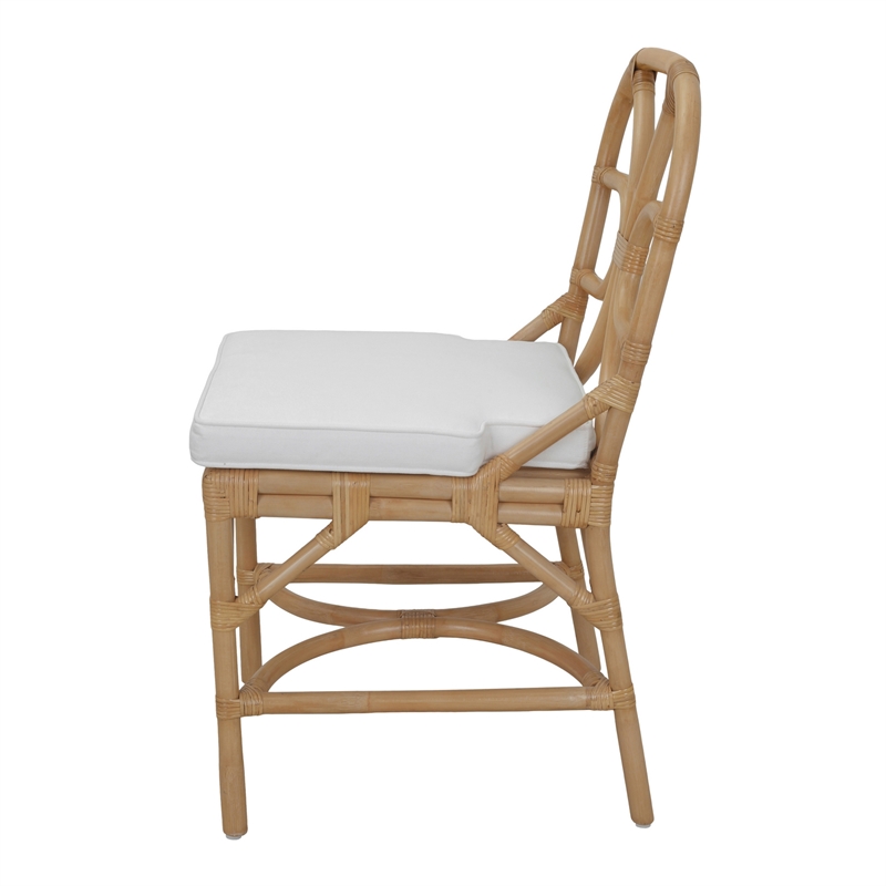 NPD Furniture - Eira Rattan Dining Side Chair - White - Natural Wheat Rattan