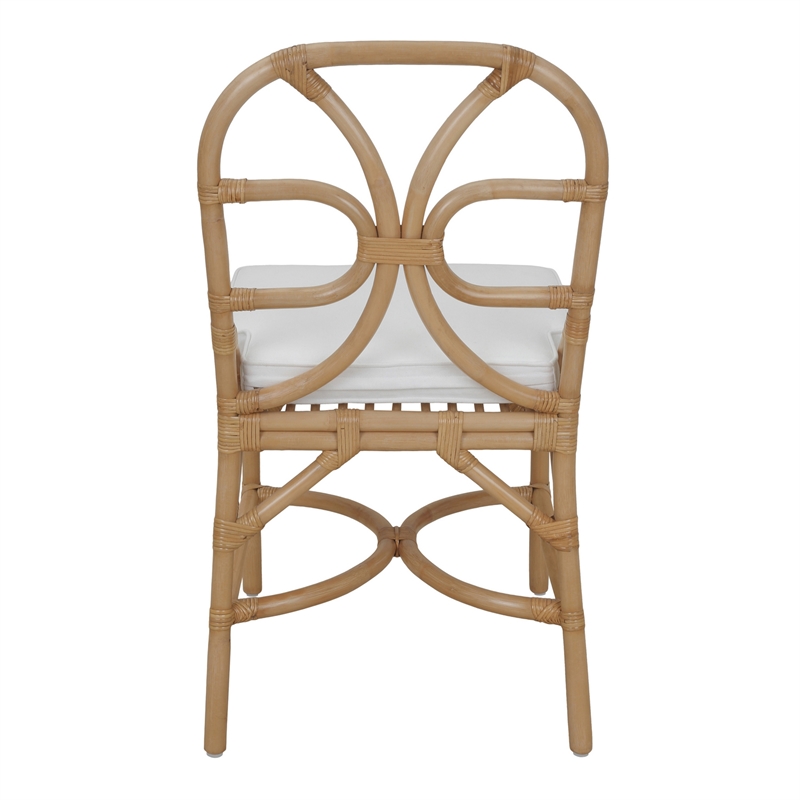 NPD Furniture - Eira Rattan Dining Side Chair - White - Natural Wheat Rattan