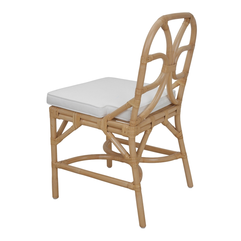 NPD Furniture - Eira Rattan Dining Side Chair - White - Natural Wheat Rattan