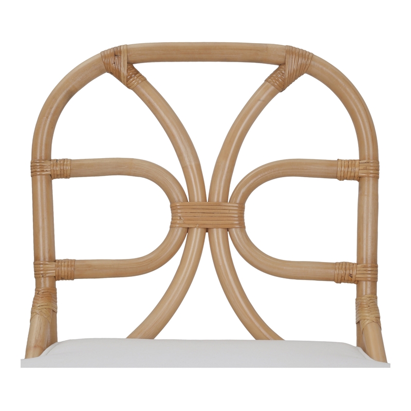 NPD Furniture - Eira Rattan Dining Side Chair - White - Natural Wheat Rattan