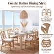 NPD Furniture - Eira Rattan Dining Side Chair - White - Natural Wheat Rattan