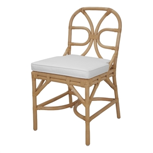 NPD Furniture - Eira Rattan Dining Side Chair - White - Natural Wheat Rattan