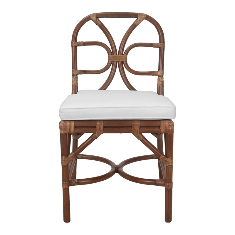 NPD Furniture - Eira Rattan Dining Side Chair - White - Cane Brown Rattan