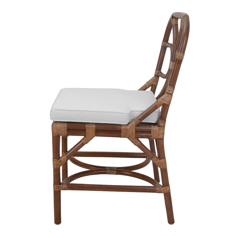 NPD Furniture - Eira Rattan Dining Side Chair - White - Cane Brown Rattan