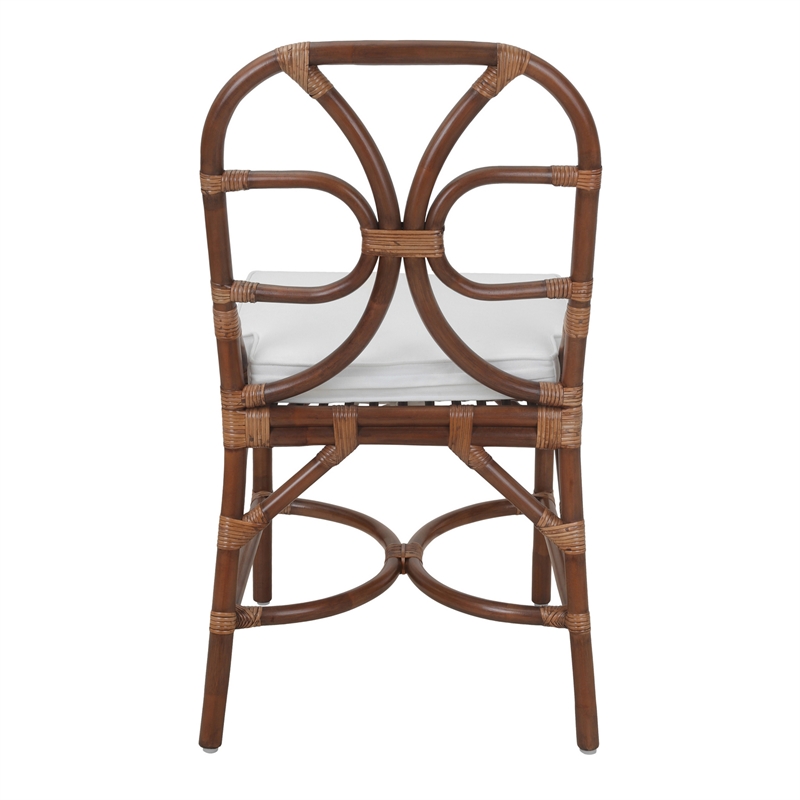NPD Furniture - Eira Rattan Dining Side Chair - White - Cane Brown Rattan