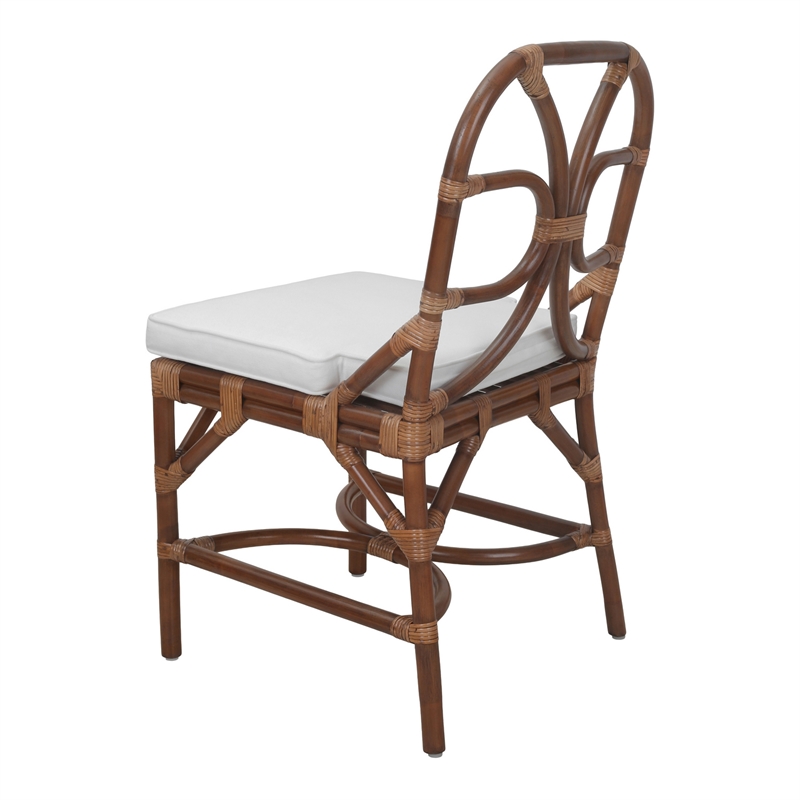 NPD Furniture - Eira Rattan Dining Side Chair - White - Cane Brown Rattan