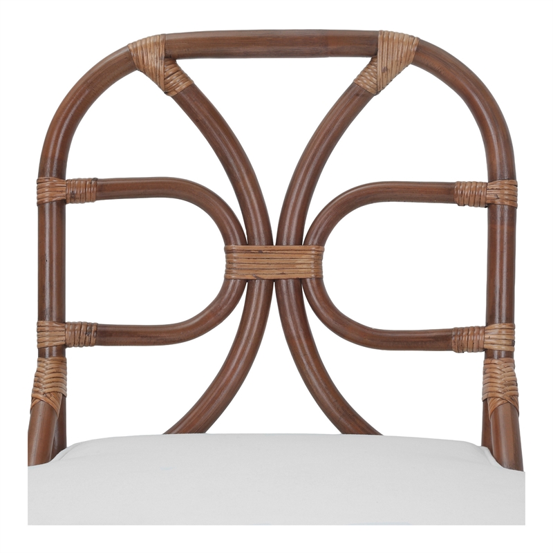 NPD Furniture - Eira Rattan Dining Side Chair - White - Cane Brown Rattan