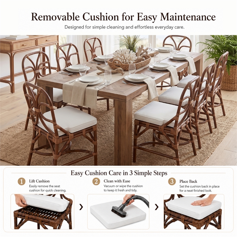 NPD Furniture - Eira Rattan Dining Side Chair - White - Cane Brown Rattan