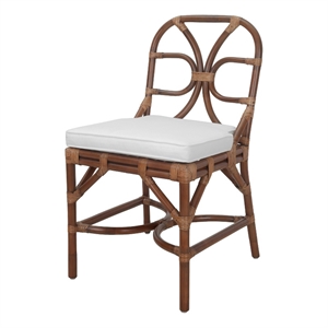 NPD Furniture - Eira Rattan Dining Side Chair - White - Cane Brown Rattan