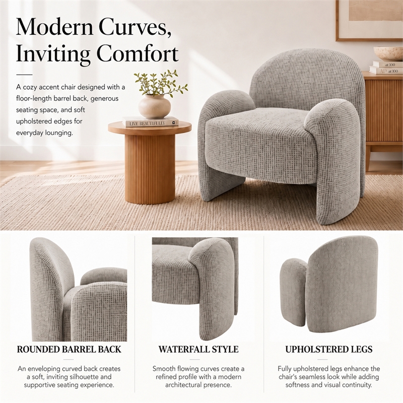 NPD Furniture - Virelle Accent Chair - Mila Taupe - Engineered Wood