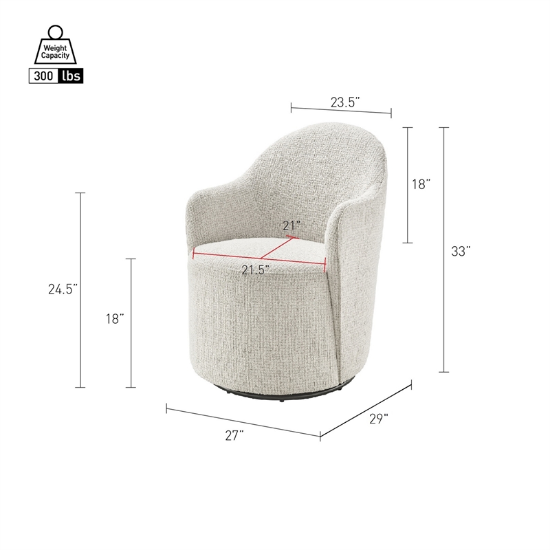 NPD Furniture - Zia Swivel Accent Chair - Mila Ivory - Engineered Wood