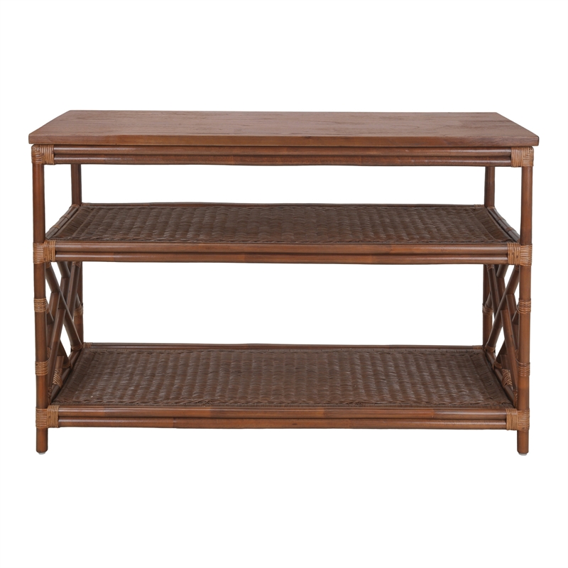 NPD Furniture - Sorea Console - Cane Brown Rattan Base - Wood Top