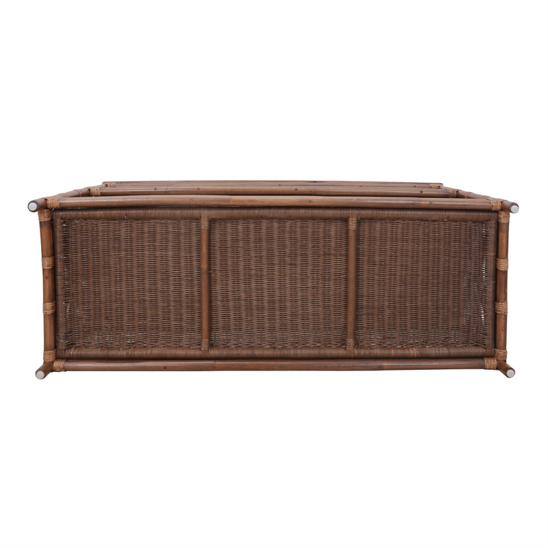 NPD Furniture - Sorea Console - Cane Brown Rattan Base - Wood Top