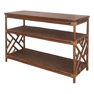 NPD Furniture - Sorea Console - Cane Brown Rattan Base - Wood Top
