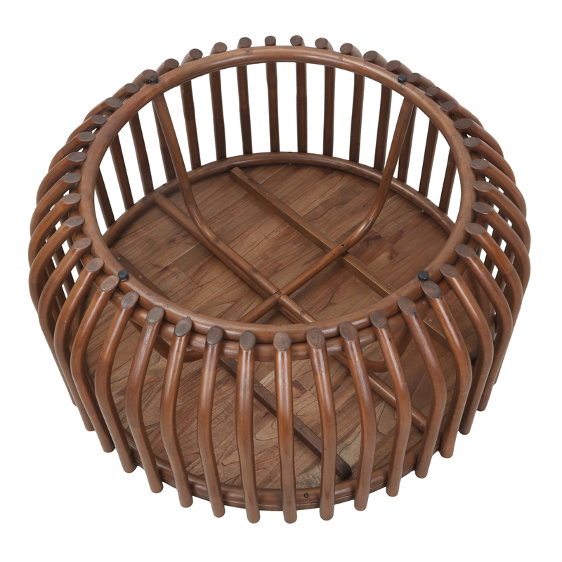 NPD Furniture - Bexa Coffee Table - Cane Brown Rattan Base - Wood Top