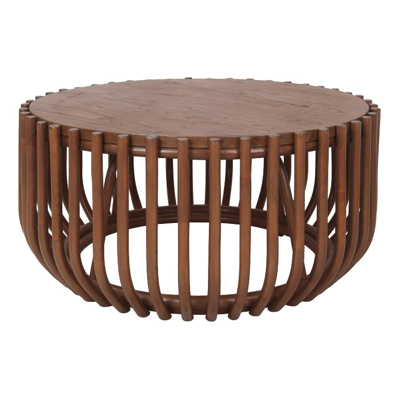 NPD Furniture - Bexa Coffee Table - Cane Brown Rattan Base - Wood Top