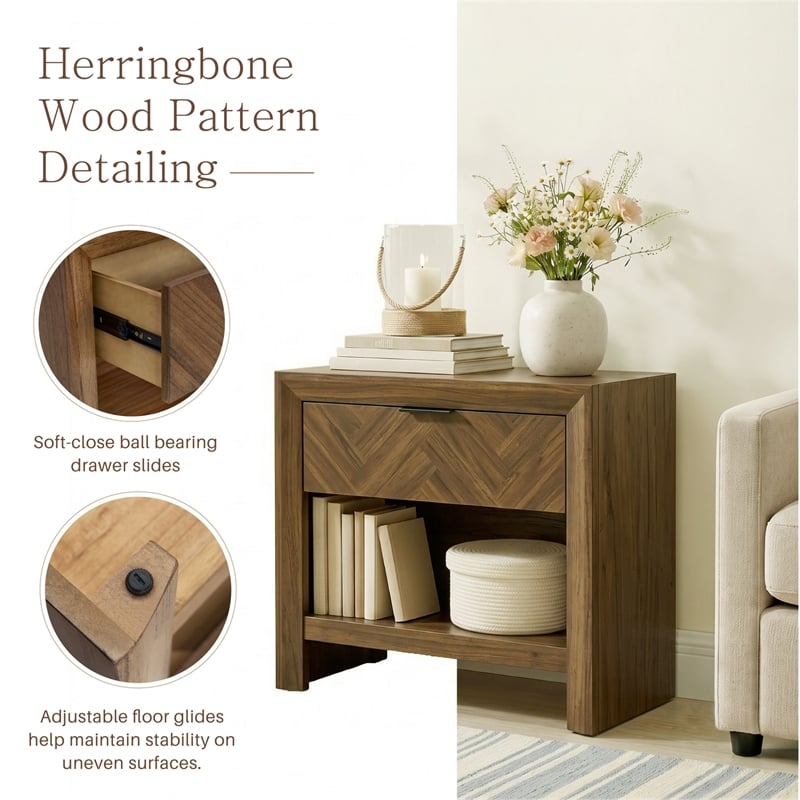 NPD Furniture - Kingston Herringbone Accent Table - Hazelnut Brown - 30