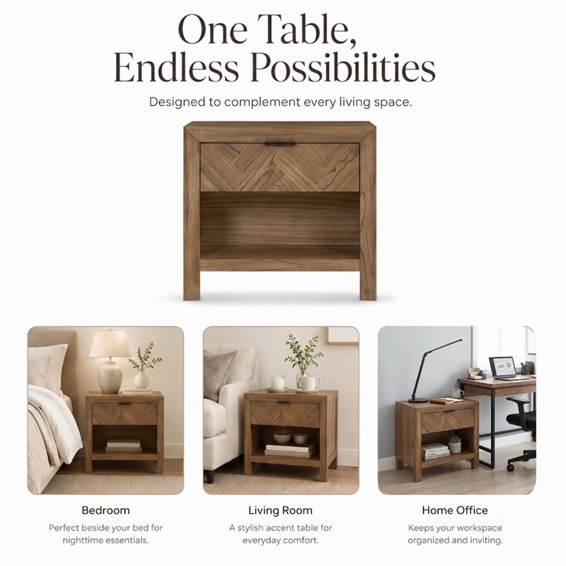 NPD Furniture - Kingston Herringbone Accent Table - Hazelnut Brown - 30