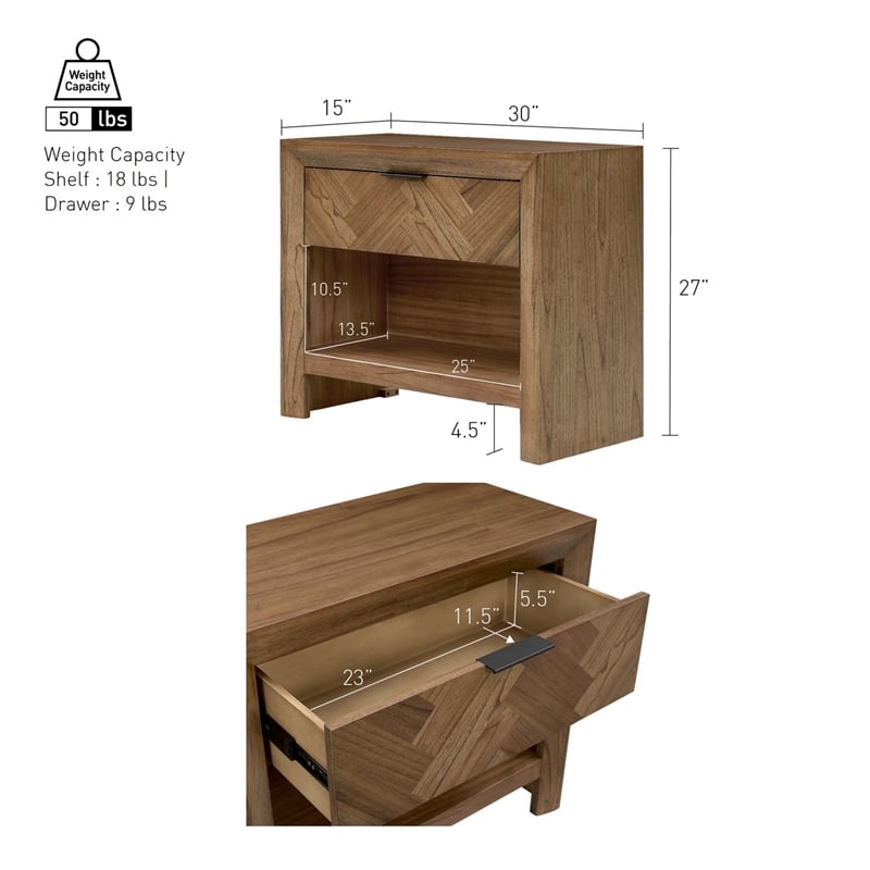 NPD Furniture - Kingston Herringbone Accent Table - Hazelnut Brown - 30
