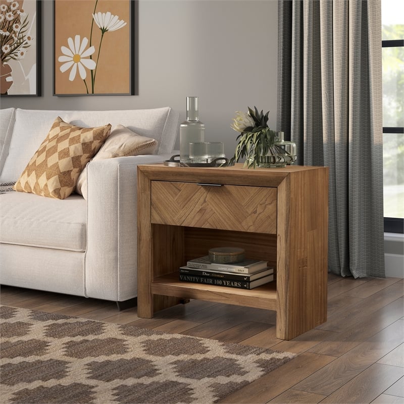 NPD Furniture - Kingston Herringbone Accent Table - Hazelnut Brown - 30