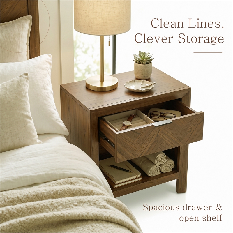 NPD Furniture - Kingston Herringbone Accent Table - Hazelnut Brown - 30