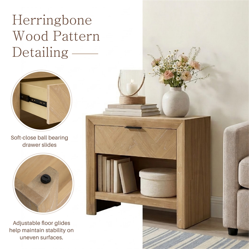 NPD Furniture - Kingston Herringbone Accent Table - Light Natural - 30