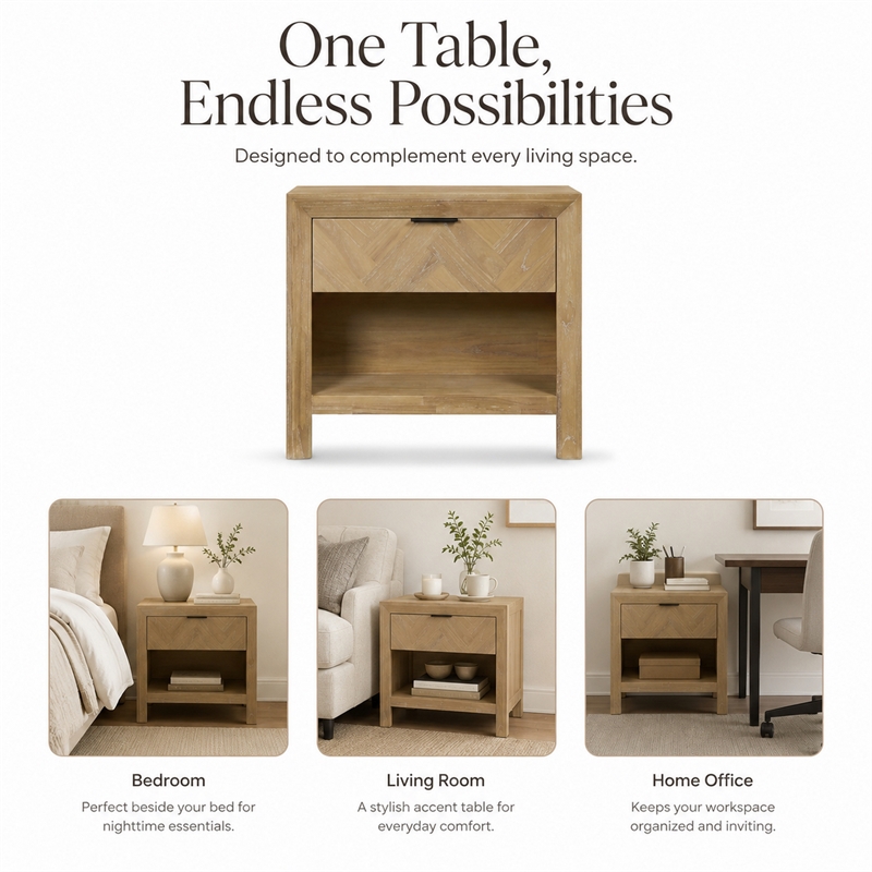 NPD Furniture - Kingston Herringbone Accent Table - Light Natural - 30