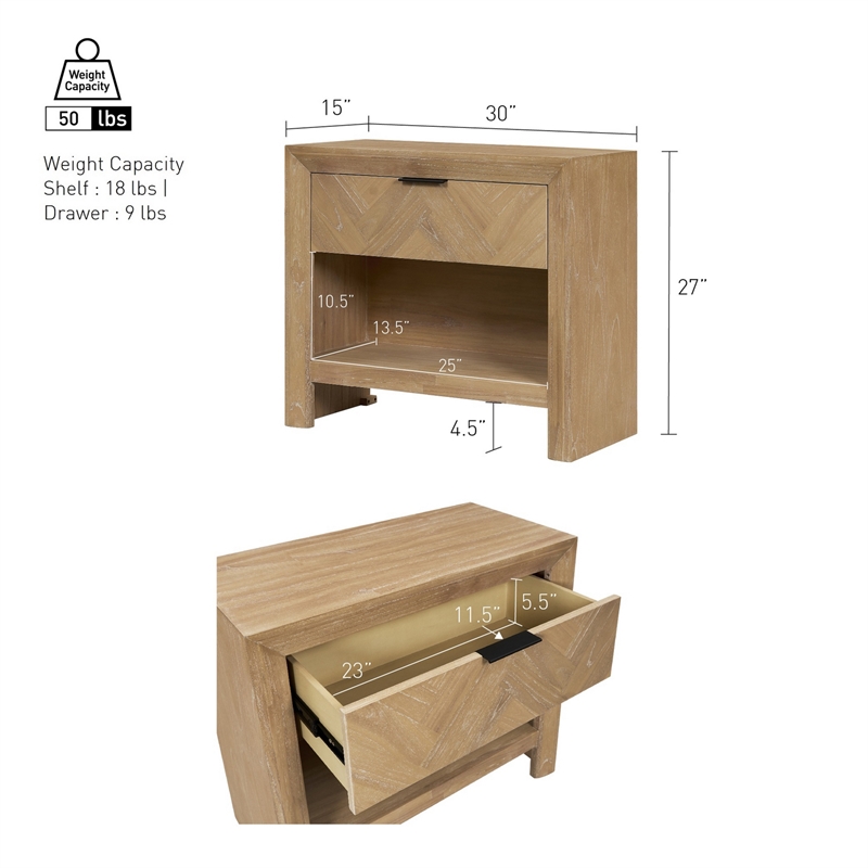 NPD Furniture - Kingston Herringbone Accent Table - Light Natural - 30