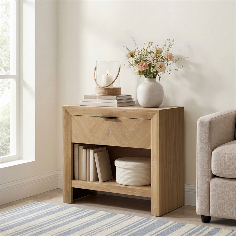 NPD Furniture - Kingston Herringbone Accent Table - Light Natural - 30