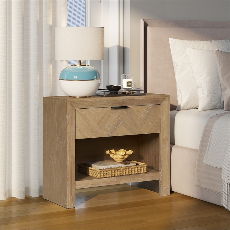 NPD Furniture - Kingston Herringbone Accent Table - Light Natural - 30