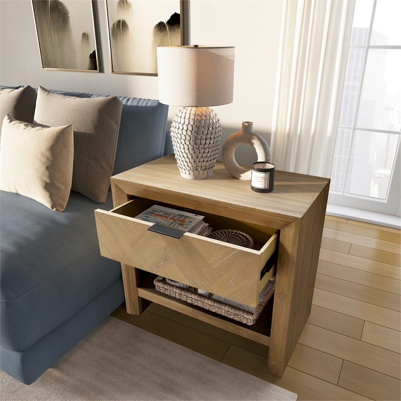 NPD Furniture - Kingston Herringbone Accent Table - Light Natural - 30