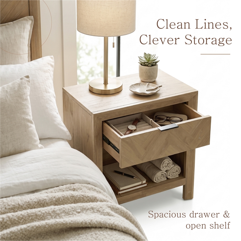 NPD Furniture - Kingston Herringbone Accent Table - Light Natural - 30