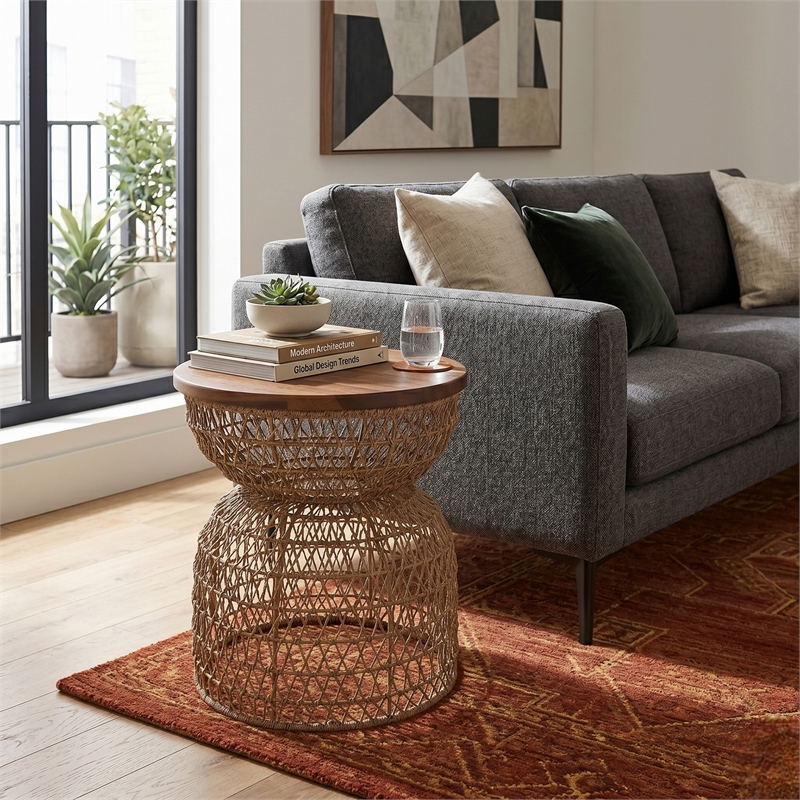 NPD Furniture - Looma Accent Table - Natural Base - Brown Wood Top