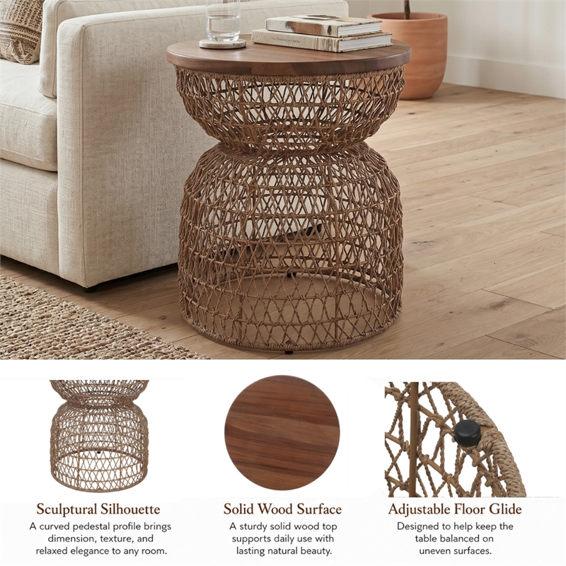 NPD Furniture - Looma Accent Table - Natural Base - Brown Wood Top