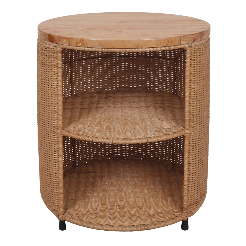 NPD Furniture - Zayn Accent Table - Honey Rattan Base - Wood Top