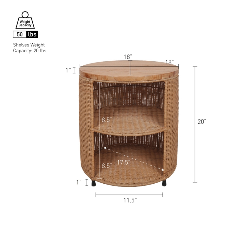 NPD Furniture - Zayn Accent Table - Honey Rattan Base - Wood Top