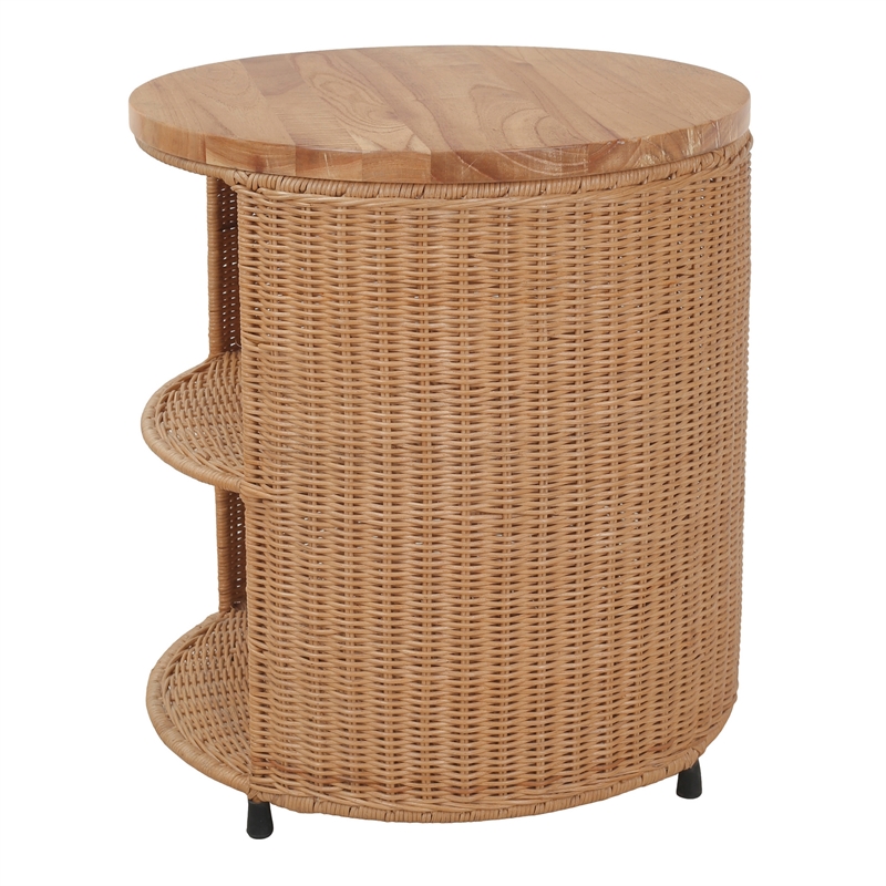 NPD Furniture - Zayn Accent Table - Honey Rattan Base - Wood Top
