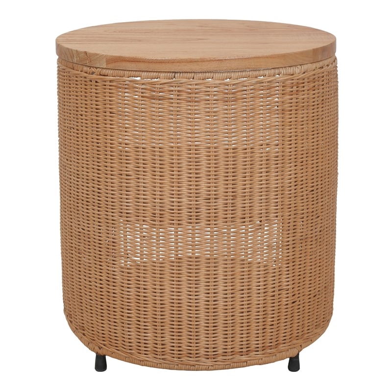 NPD Furniture - Zayn Accent Table - Honey Rattan Base - Wood Top