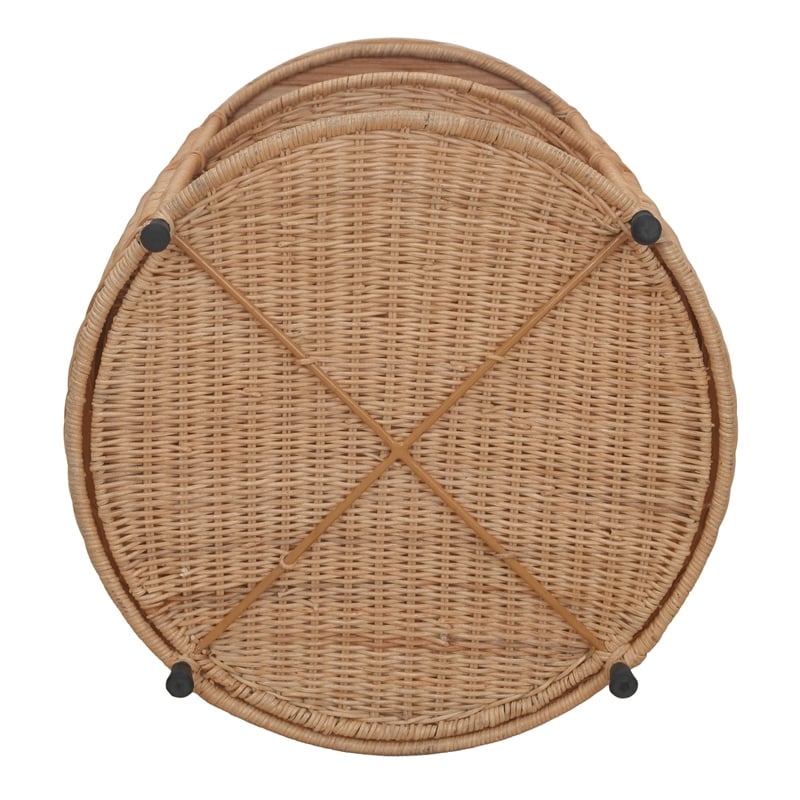 NPD Furniture - Zayn Accent Table - Honey Rattan Base - Wood Top