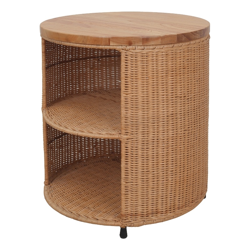 NPD Furniture - Zayn Accent Table - Honey Rattan Base - Wood Top