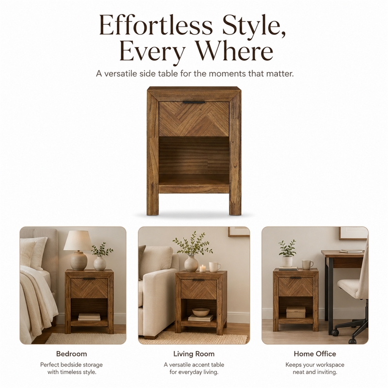 NPD Furniture - Kingston Herringbone Accent Table - Hazelnut Brown - 20