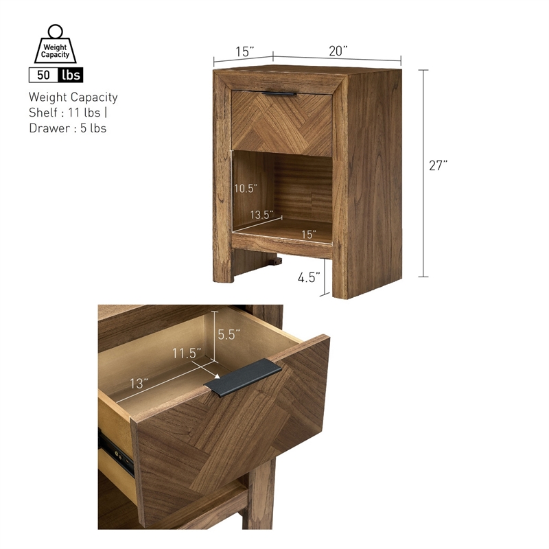 NPD Furniture - Kingston Herringbone Accent Table - Hazelnut Brown - 20