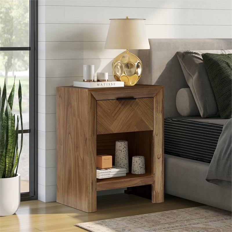 NPD Furniture - Kingston Herringbone Accent Table - Hazelnut Brown - 20