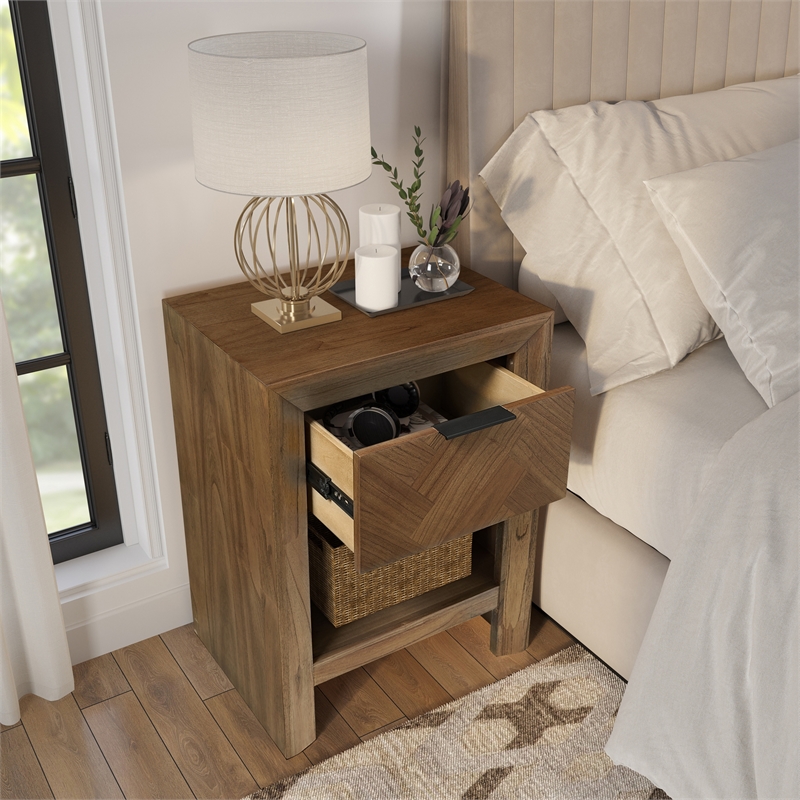NPD Furniture - Kingston Herringbone Accent Table - Hazelnut Brown - 20