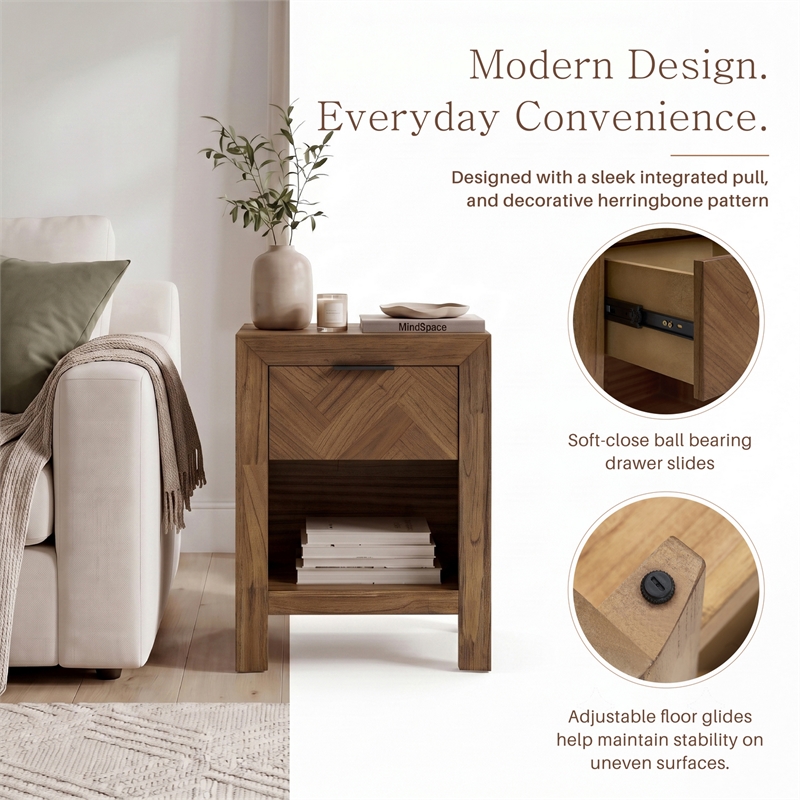 NPD Furniture - Kingston Herringbone Accent Table - Hazelnut Brown - 20