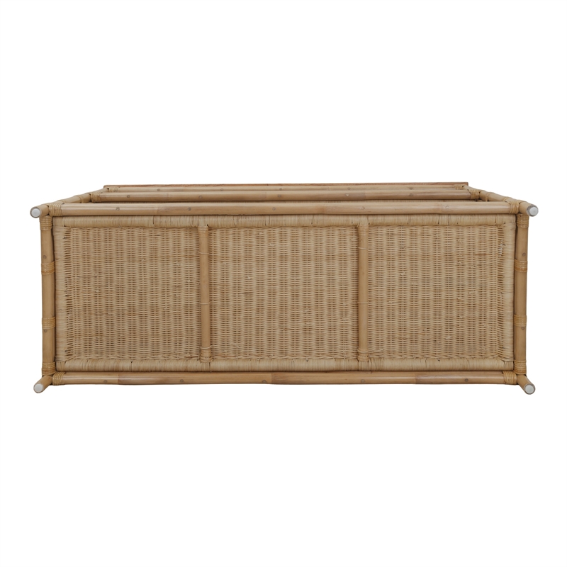 NPD Furniture - Sorea Console - Natural Wheat Rattan Base - Wood Top