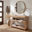 NPD Furniture - Sorea Console - Natural Wheat Rattan Base - Wood Top