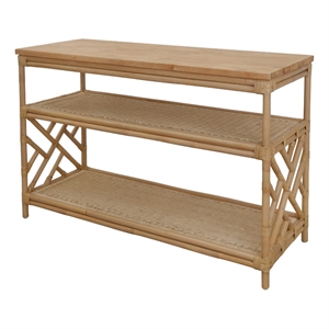 NPD Furniture - Sorea Console - Natural Wheat Rattan Base - Wood Top