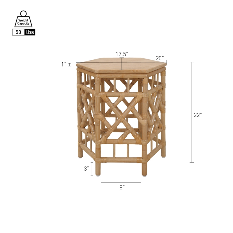 NPD Furniture - Kano Accent Table - Natural Wheat Rattan Base - Wood Top